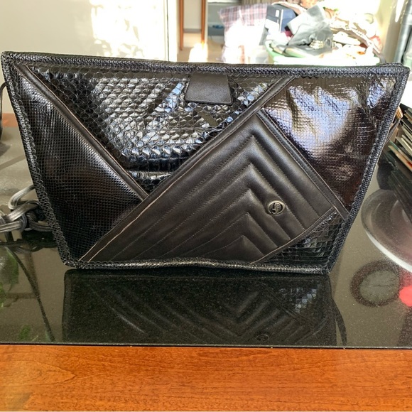 Vintage Carlos Fioro Italian Nubuck Black Leather Envelope Purse - Picture 3 of 16